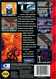 Box back cover for Terminator 2 - Judgment Day on the Sega Genesis.